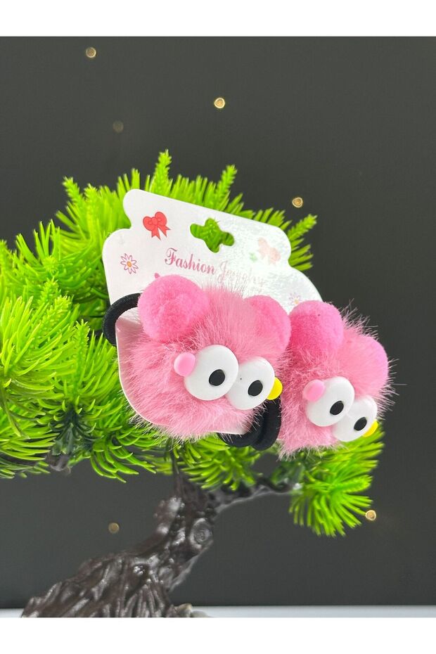 مشبك مطاطي من القطيفة على شكل بوم بوم - 1