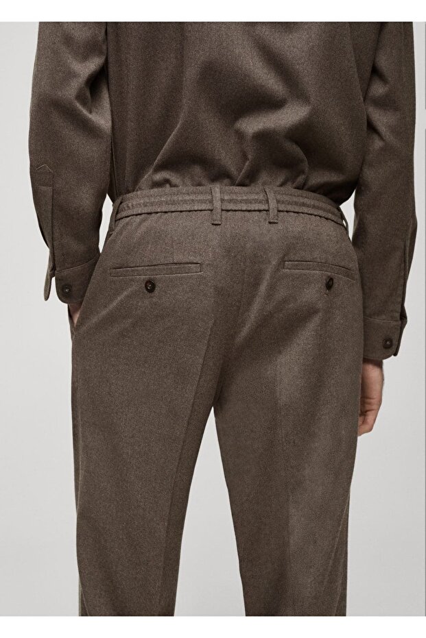 Regular Fit Drawstring Pleated Pants - 6