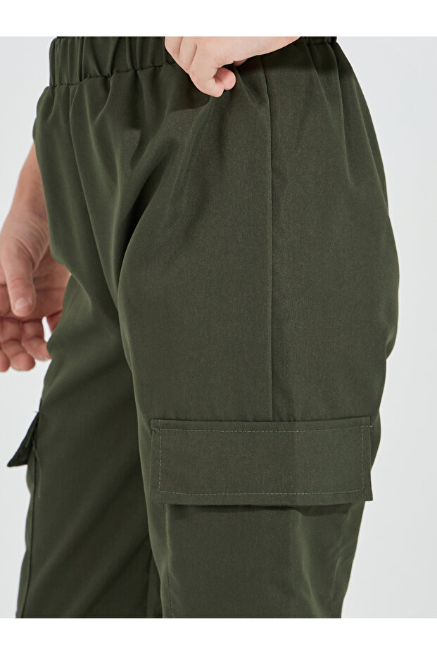 بنطال كارجو سادة بخصر مطاطي - 3