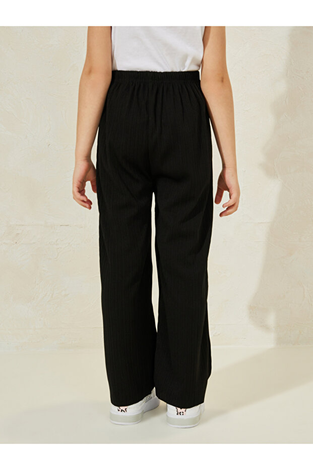 Solid Wide Leg Pants with Drawstring - 4