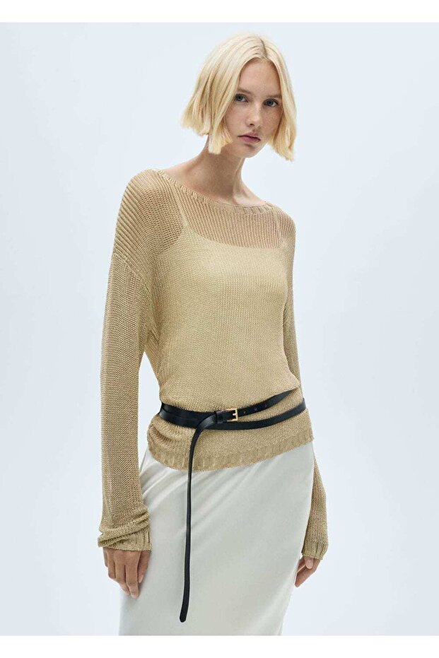 Kayık Yaka Simli Kazak - 1