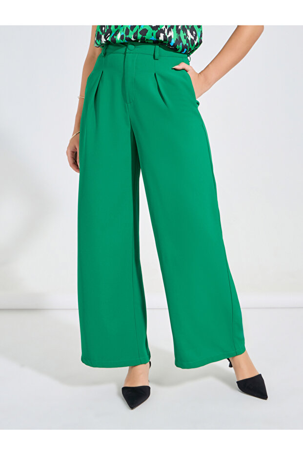 بنطال سادة واسع الساق - 2