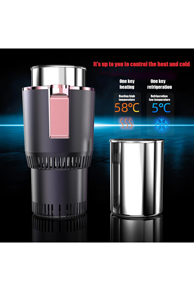 12V 2 In 1 Cooling Drink Can Car Office Cup Warmer Cooler with Temperature Display Beverage Bottl... - 4