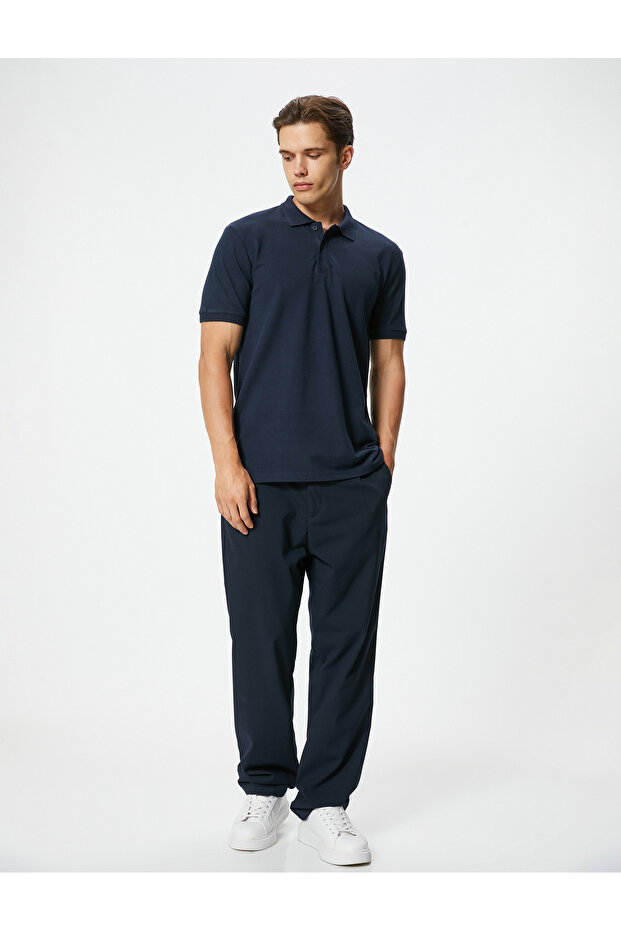 Collared T-Shirt Buttoned Slim Fit Short Sleeve