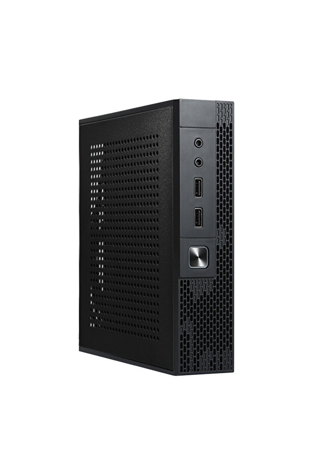 جهاز كمبيوتر صغير الحجم أسود اللون من نوع Mini-ITX HTPC لمراقبة أجهزة الكمبيوتر الشخصية، وهيكل خادم، وجهاز تحكم صناعي، وجهاز كمبيوتر من نوع C