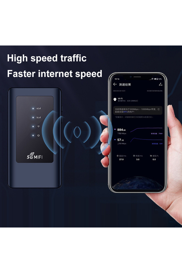 5G MiFi Mobile Modem WiFi5 Dual Band 5Ghz Hotspot with SIM Card Slot 4400mAh Portable Wireless In... - 5