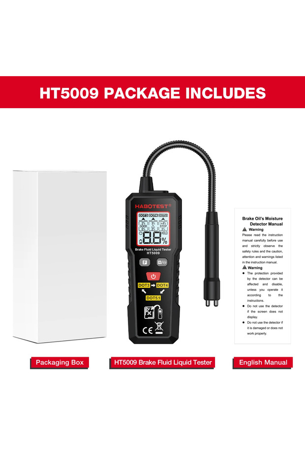 Black Digital Brake Fluid Tester Auto Car Brake Oil Moisture Detector DOT3/DOT4/DOT5.1 with Backligh