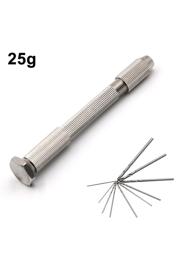 Silver set Silver Single Head Hand Twisted Drill Handle 10pc Small Tool Set DIY Hole Punching Art Pl