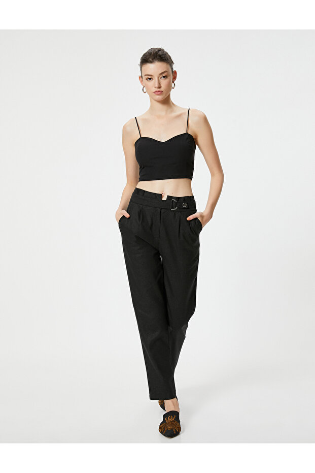 Strappy Crop Top Heart Neckline Cotton Slim Fit