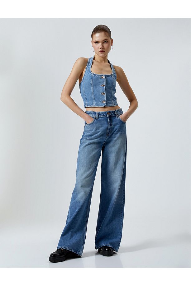 Kot Üst Halter Yaka Düğmeli - 2