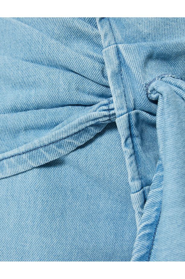 Mini Kot Şort Etek Drape Detaylı Relax Fit - 6