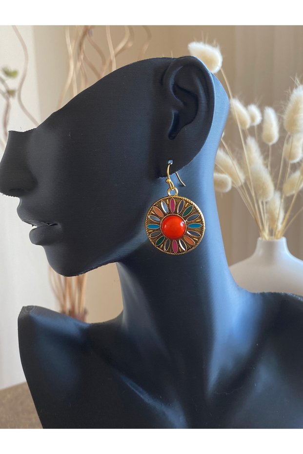 Geometric Motif Bohemian Style Colorful Vintage Women's Earrings