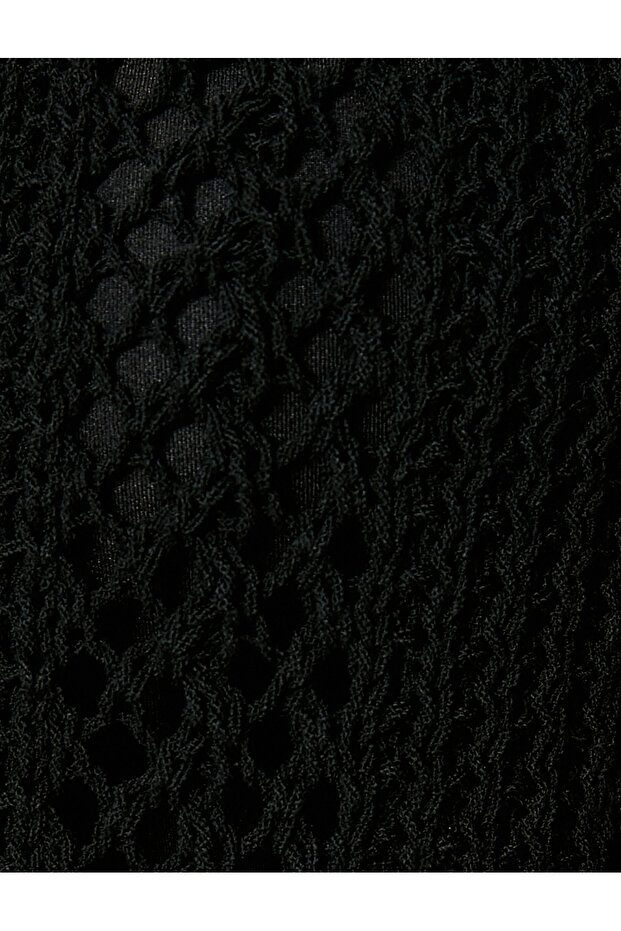 Durchbrochener Pullover mit langen Ärmeln und V-Ausschnitt - 6