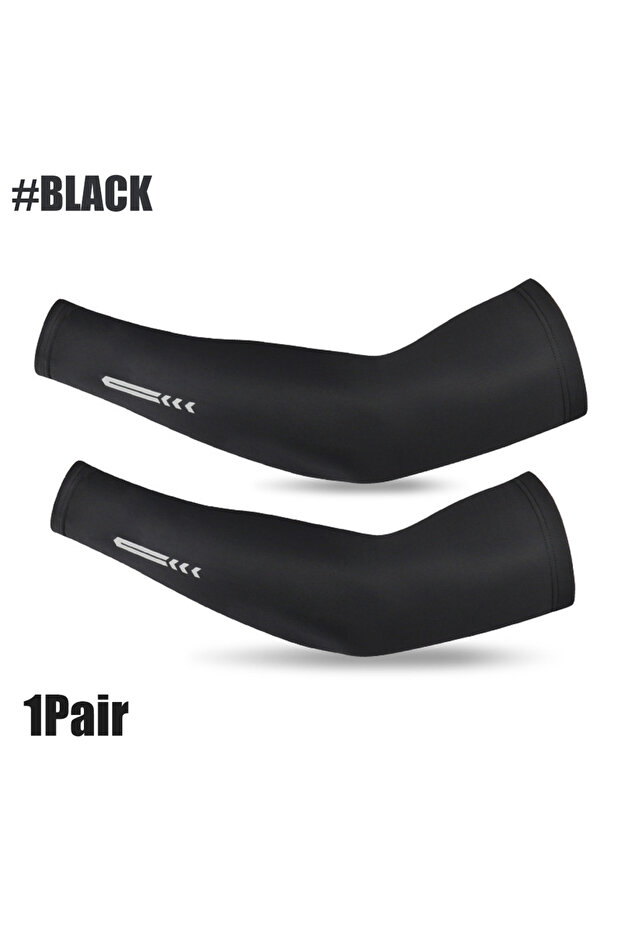 L Black 1Pair UV Sun Protection Cooling Arm Sleeve for Men&Women,Long Sunblock Protective Cycling Ar