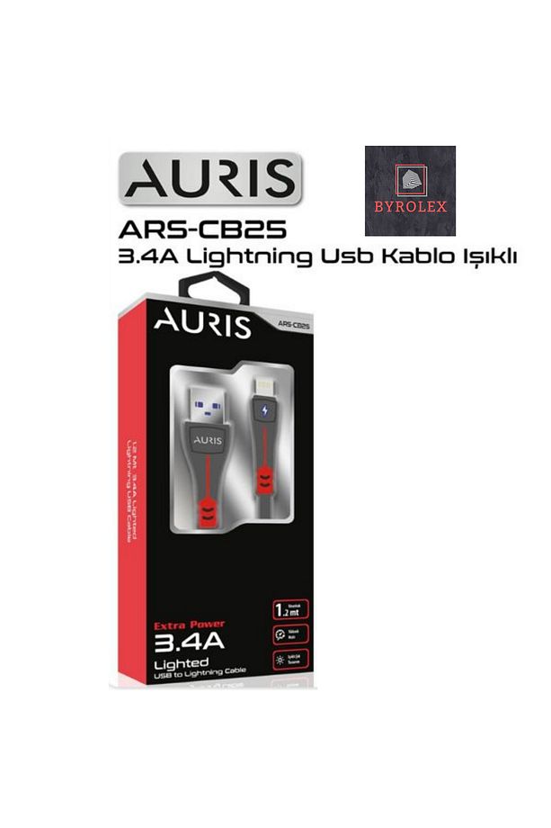 3.4A  USB / LİGHTİNG ( İPHONE ) Uyumlu YÜKSEK HIZLI LED IŞIKLI ŞARJ VE DATA KABLOSU - 3