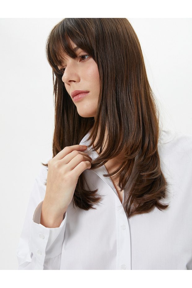 Long Sleeve Poplin Shirt Buttoned Cotton Standard Fit
