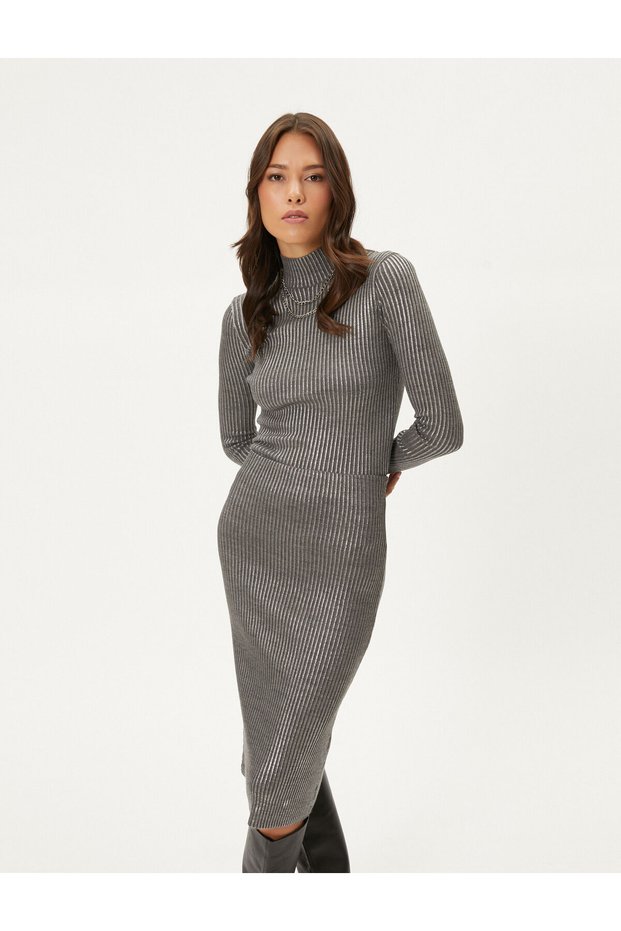 Knitwear Sweater Half Turtleneck Metallic Gilded Regular Fit Cashmere Textured
