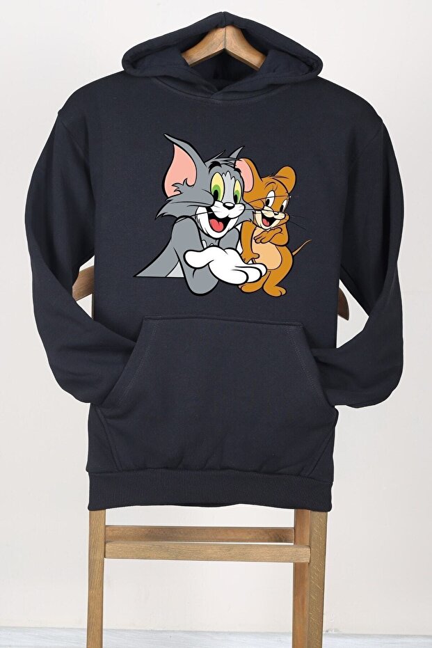 Oversize Tom And Jerry Hooded Sweatshirt