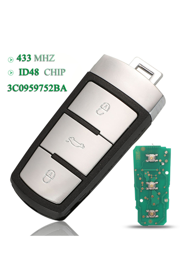 3 Buttons Smart Remote Car Key 434Mhz ID48 Chip Fob For VW Passat B6 3C B7 Magotan CC R... - 6