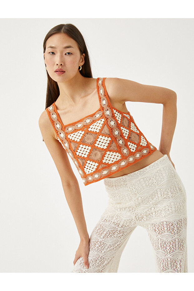 Crochet Bustier Square Neck Strap