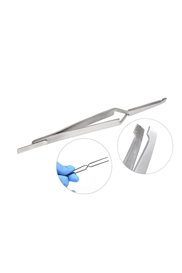 1PC Dental Bracket Tweezers Orthodontic Reverse Action Serrated Dentistry Instruments Stainless Stee