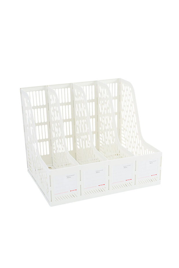 1PCS-White 1 pcs, thickened file rack, file frame, quadruple file seat, simple data basket, shelf, f - 1