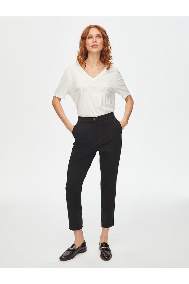 Önü Dikişli Slım Fit Diagonal Doku Örme Pantolon 69485 - 4