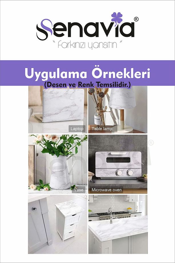 Code 89 Suya Dayanıklı Mutfak Banyo Zemin Mermer Mobilya Fayans Yapışkanlı Folyo Kaplama - 8