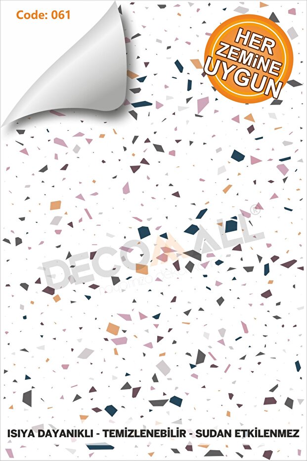 Code 61 Suya Dayanıklı Mutfak Banyo Zemin Mermer Mobilya Fayans Yapışkanlı Folyo Kaplama - 1