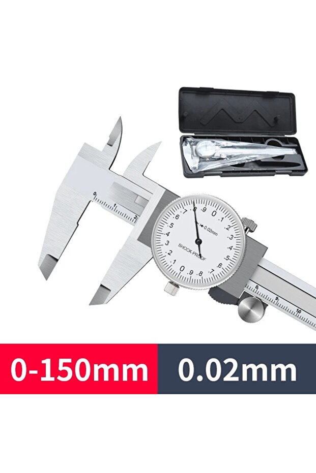 0-150mm with Box Vernier Calipers 0-150/200mm 0.02mm High Precision Anti-vibration Pachometer Dial C