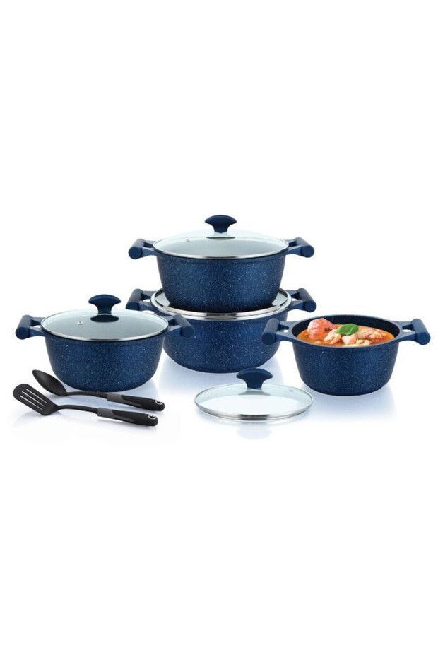 Essential Granite 10 pcs Cookware Sets - Blue