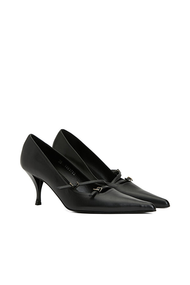 Siyah Deri Stiletto - 2