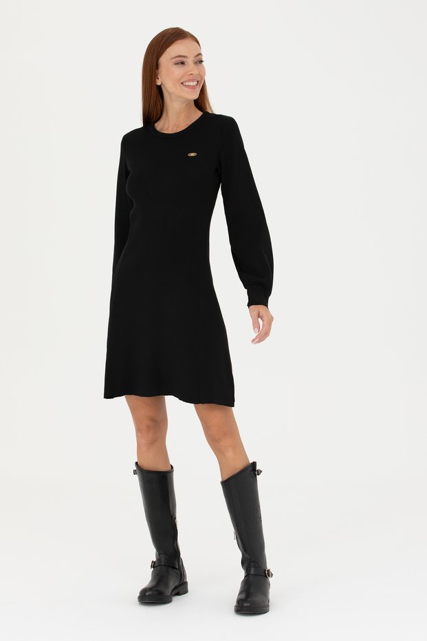 Women's Black Knitwear Dress 50269477 -Vr046