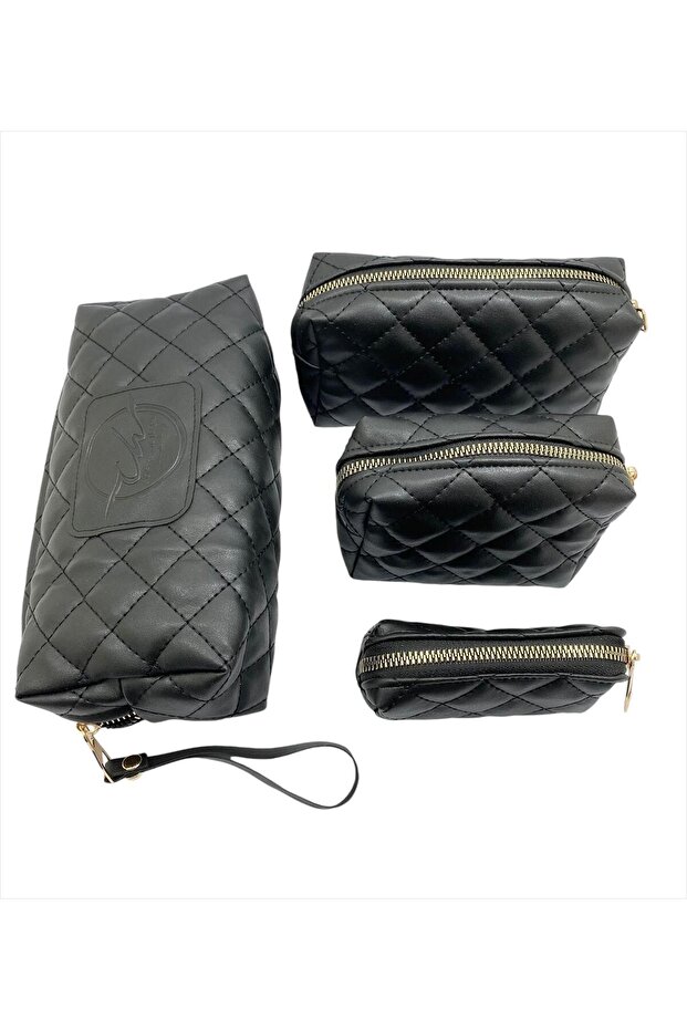 Elite Black Toiletry Bag - Set of 4