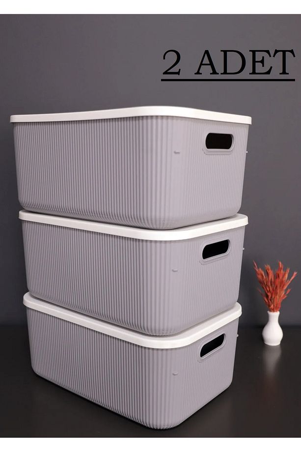 2 Adet Storage 13 Lt Gri Çok Amaçlı Dolap Içi Düzenleyici Kapaklı Kutu Bot Kutusu - 2