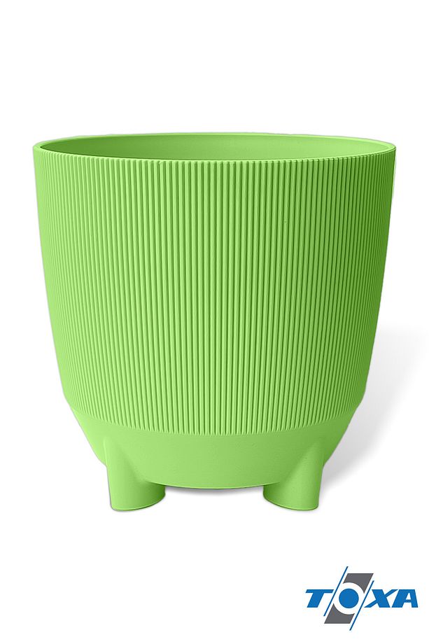 5 Litre Yeşil Luna Saksı Çizgili Dekoratif Ayaklı Tabaksız Mat Plastik Saksı - 3