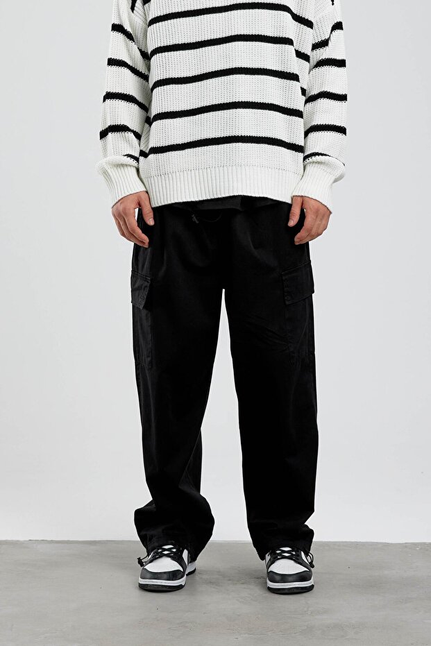 بنطلون كارجو برباط Yp أسود - 5