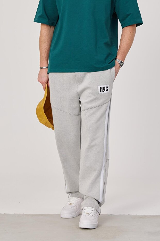 بنطلون رياضي رمادي من نيويورك مطبوع - 6