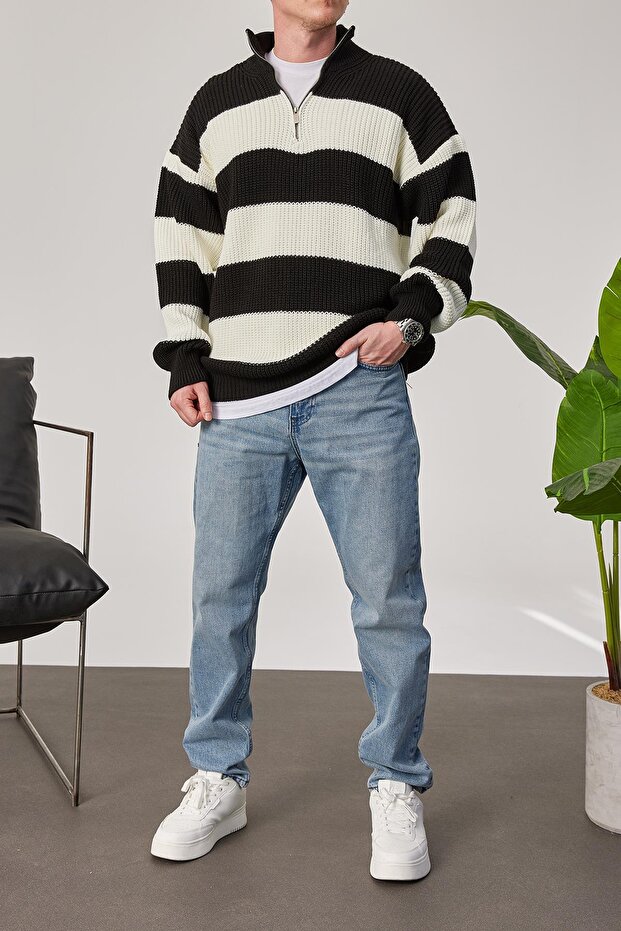 Siyah Beyaz Örme Triko - 3