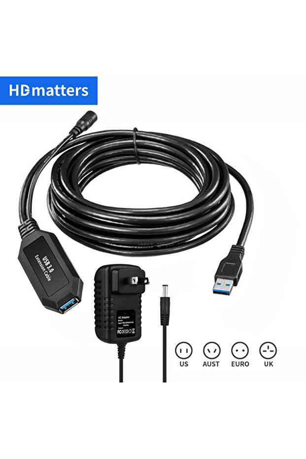 USB 3.0 Active Extension Cable with Signal Booster 10M 5M USB 3.0 Extender cable with Power USB 3... - 2