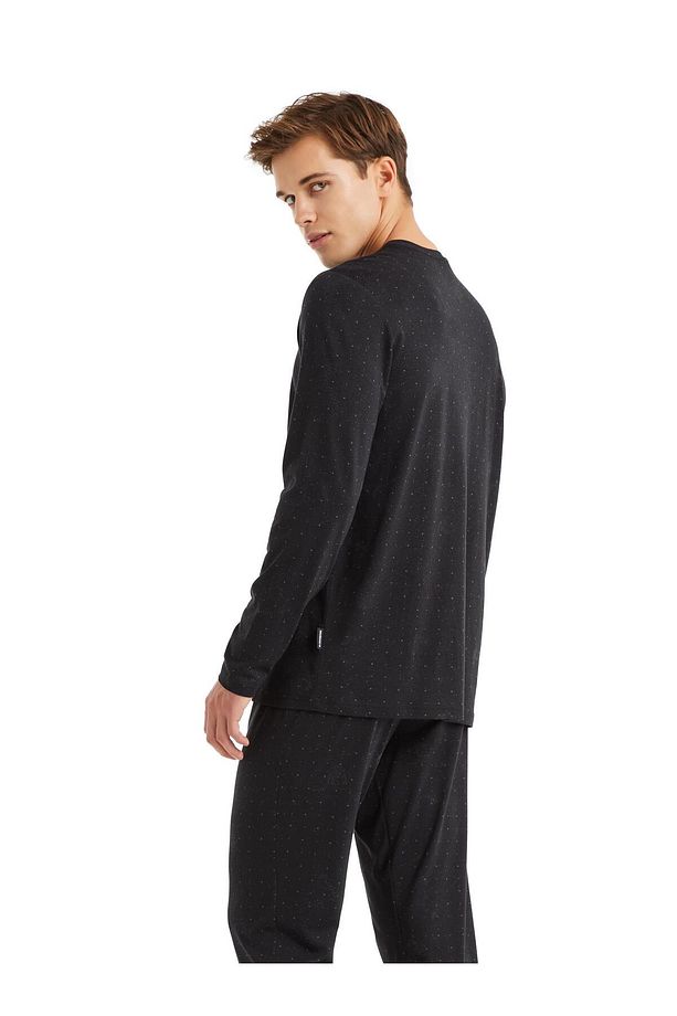 Erkek Uzun Kol Siyah Mikro Modal Pijama Takım C0T7N5O04 - 4