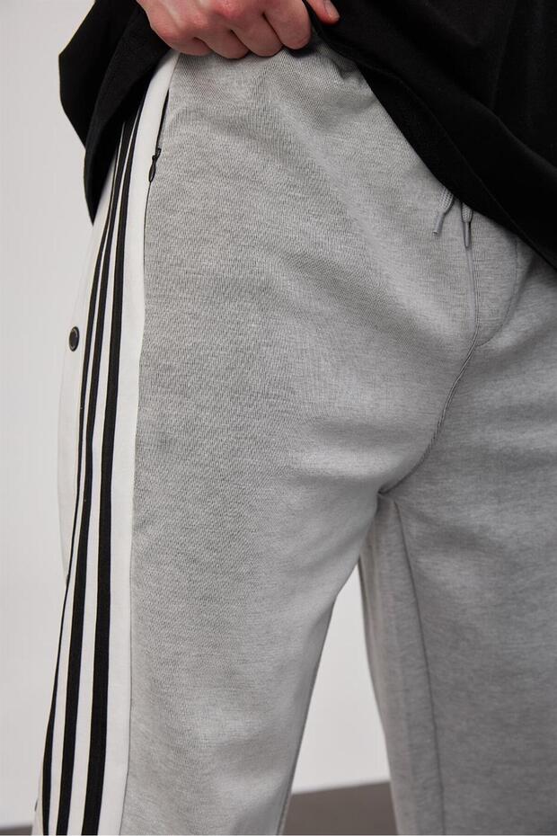 Gray Sweatpants with 3 Side Buttons - 6