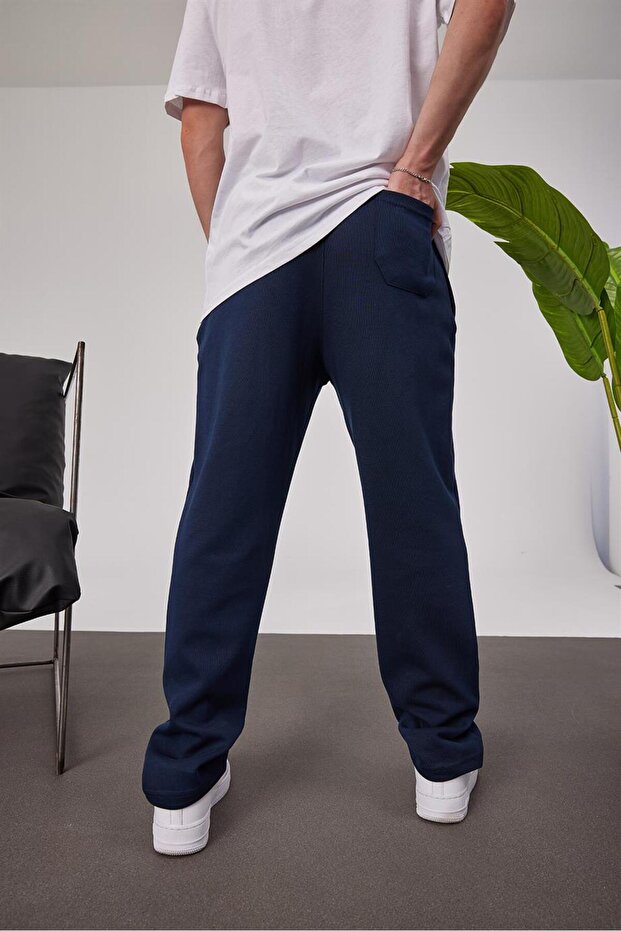 بنطلون أزرق داكن منقوش من تشيما - 5