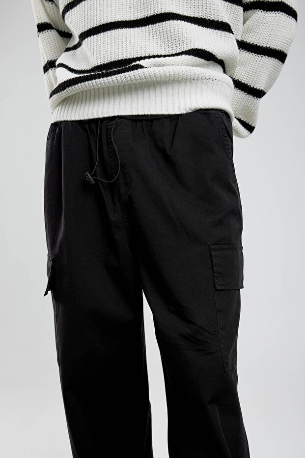 بنطلون كارجو برباط Yp أسود - 3