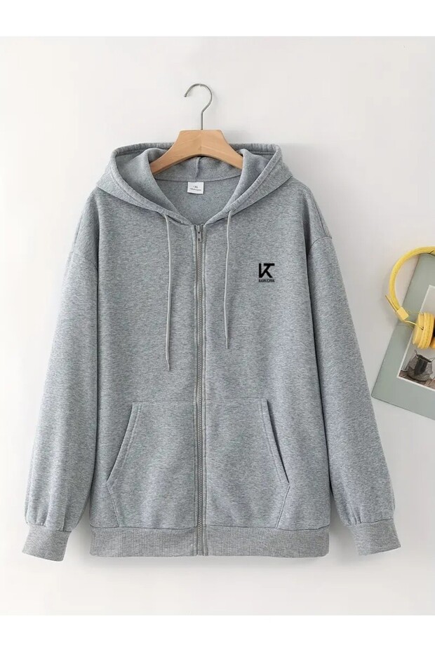 Unisex Oversize Sweatshirt - Printed and Zippered