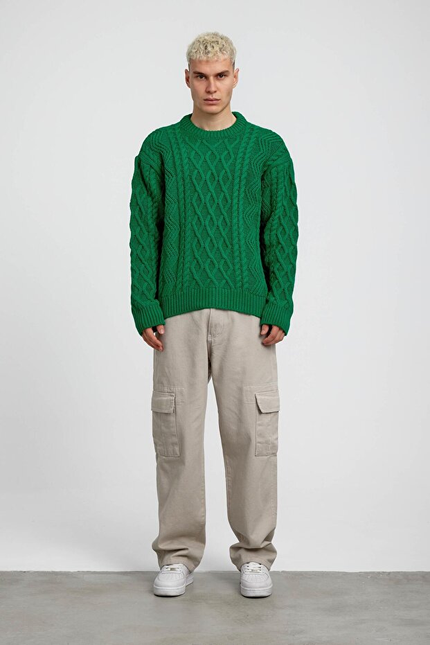 Yeşil Kalın Örme Triko - 1