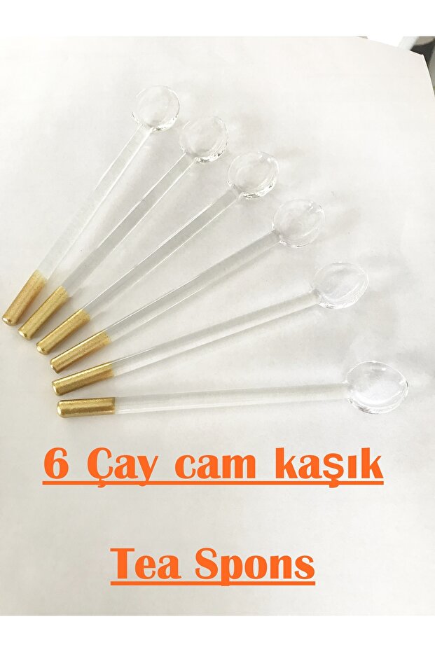 Glass Tea Coffee Stirring Spoon Set of 6 11 cm - Turkish Coffee and Espresso Presentation Spoon
