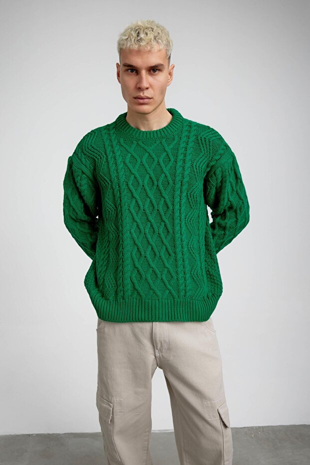 Yeşil Kalın Örme Triko - 2