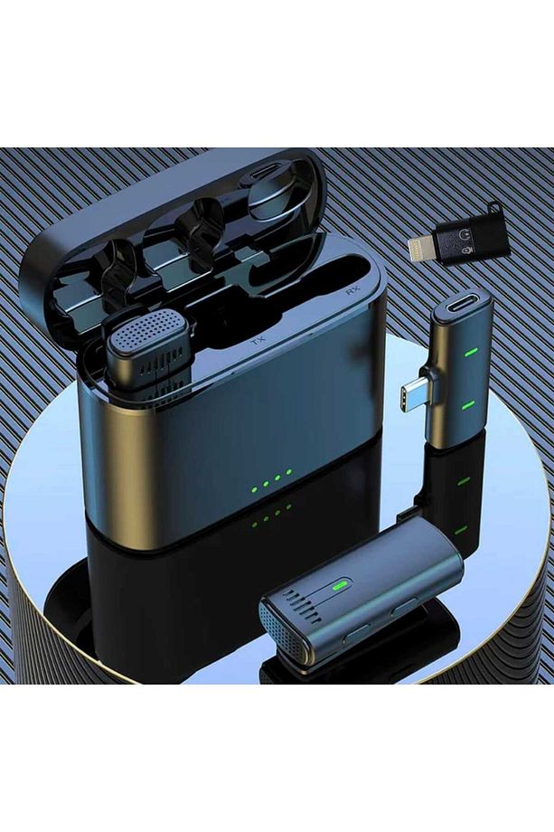 K10 Iphone Ve Type-c Uyumlu Kablosuz Yaka Mikrofonu Göstergeli Led Şarj Kutulu Gürültü Azaltma - 4