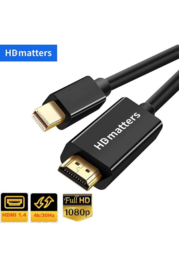 1.8m black Mini DP to HDMI 4K cable 3M 10FT Ulrta long Thunderbolt Mini DisplayPort to HDMI cable 4K